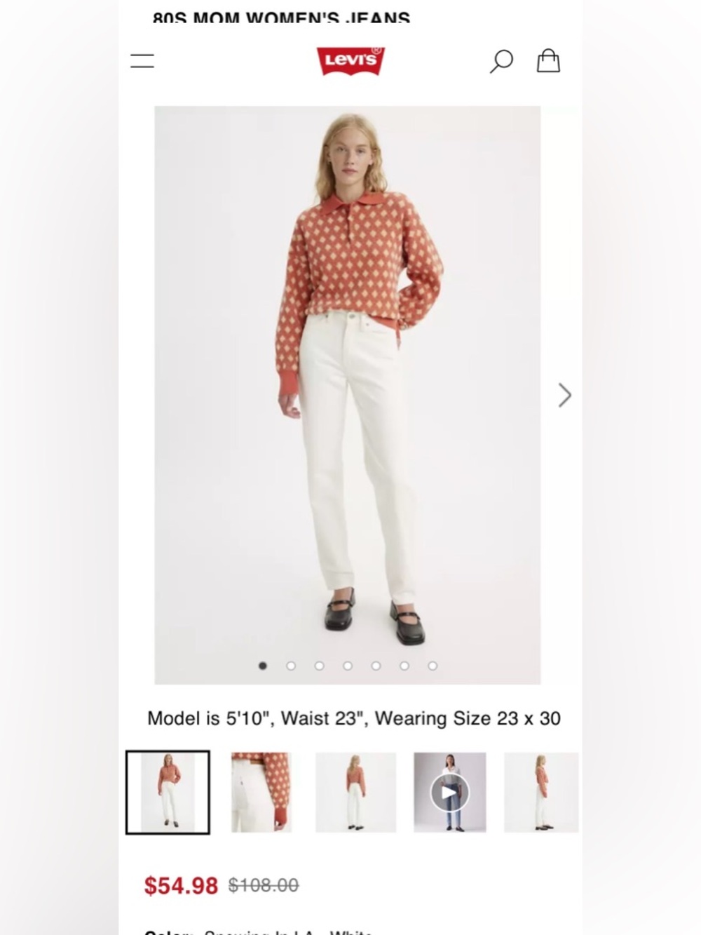 Levi's Cream High-Rise Straight Jeans